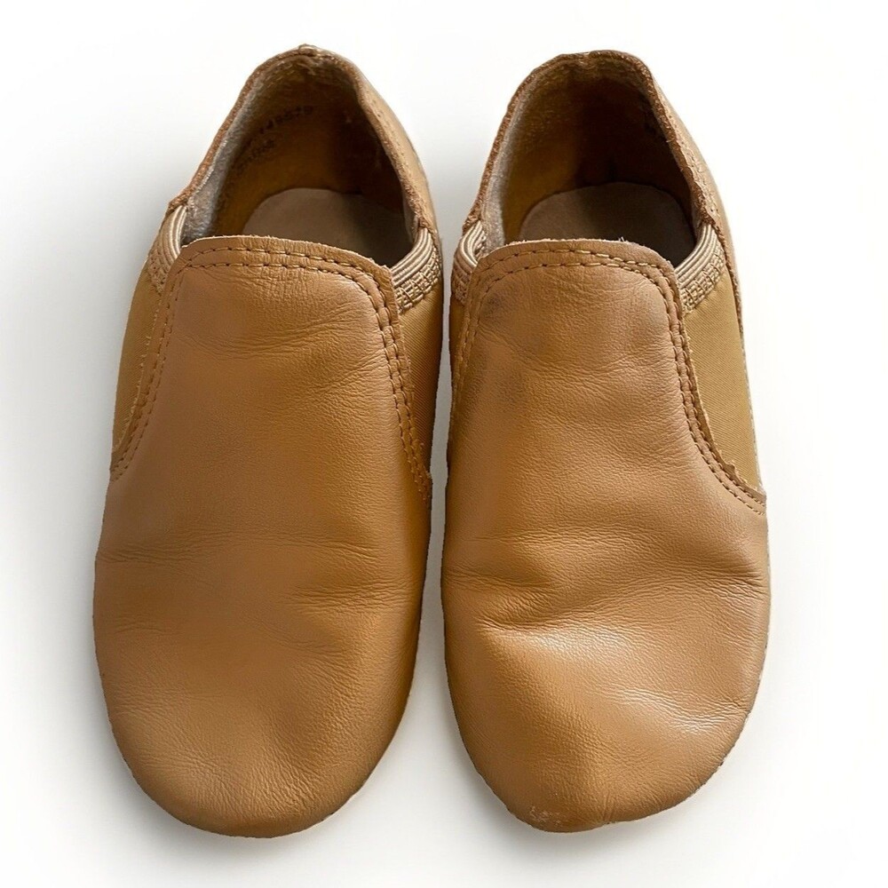 Alexandra JFK Childs Tan Leather Slip-On Split-Sole Jazz Dance Shoes Size Y 11